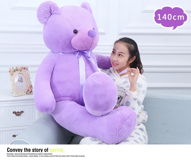 new arrival lovely purple teddy bear plush doll large 140cm bear soft throw pillow toy birthday gift h2819