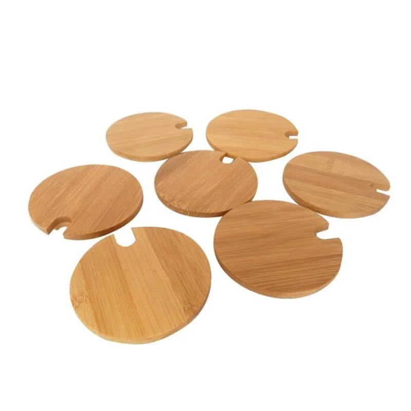 

100pcs Creative 8cm Bamboo Cup Lid Ceramic Mug Cap Cover for Coffee and Tea Cup Eco-Friendly ZA6161