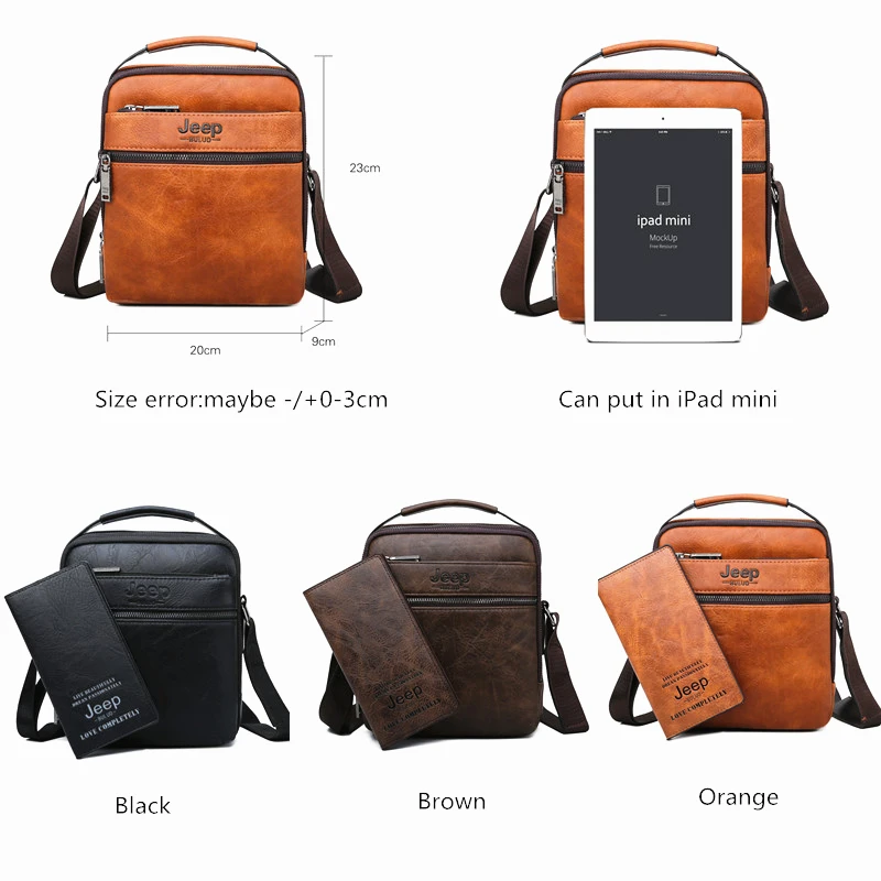 Jeep buluo bolsa transversal, masculina, feita em couro, de ombro, de alta qualidade