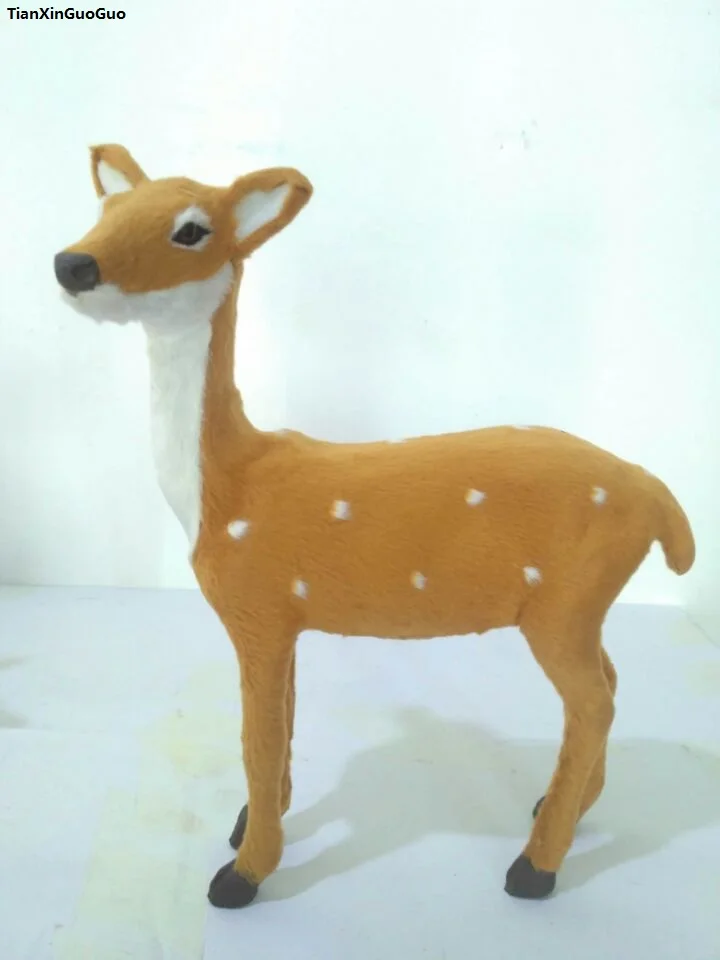 

large 25x20cm simulation sika deer hard model polyethylene&faux furs female deer handicraft home decoration gift s1642