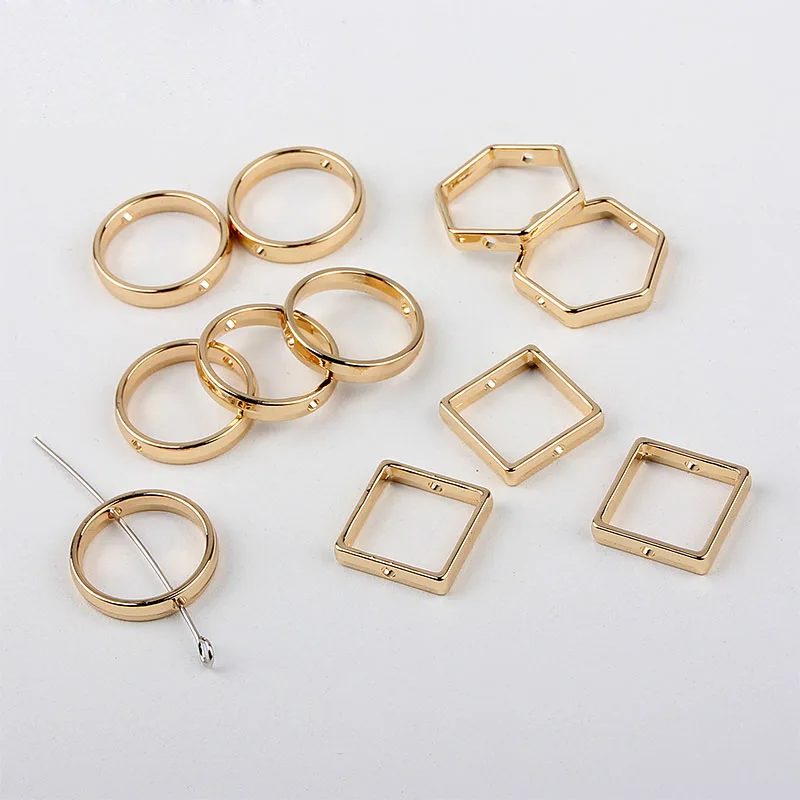 

2017 New Style 50pcs Alloy Gold Tone Cartoon Hearts/square/Rounds/Polygon Shape Double hole Charms Diy Jewelry Earring Pendants