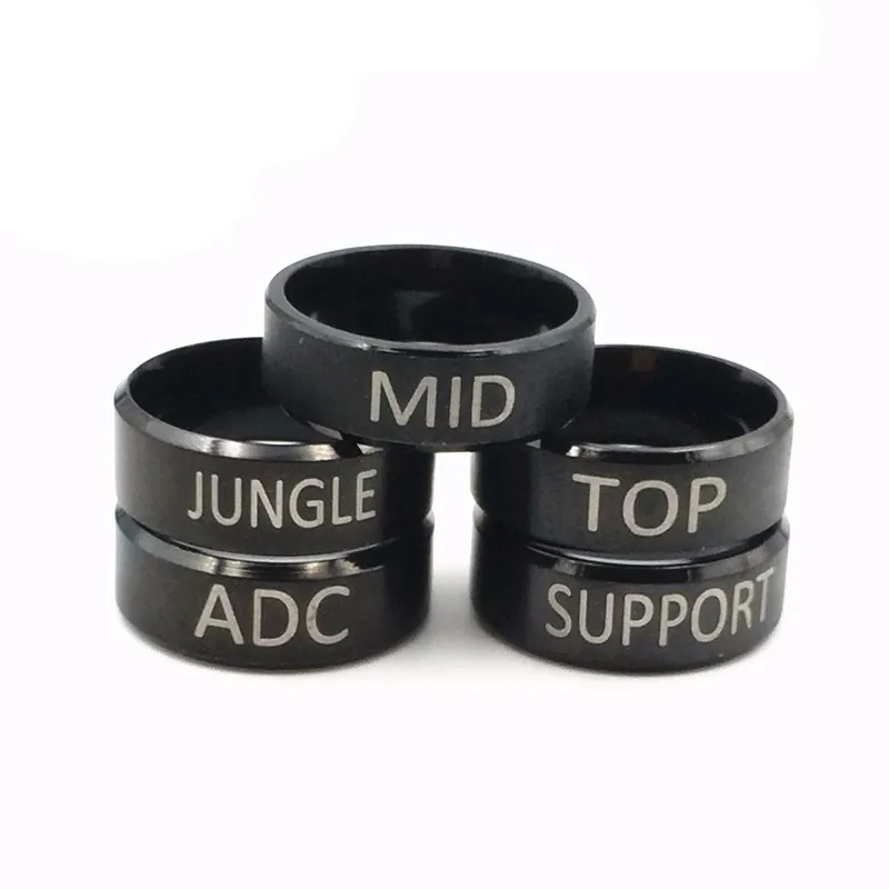 

Wholesale 10pcs/lot LOL Ring Fashion Stainless Steel Ring With ADC TOP MID JUNGLE SUPPORT Ring For Men Gifts