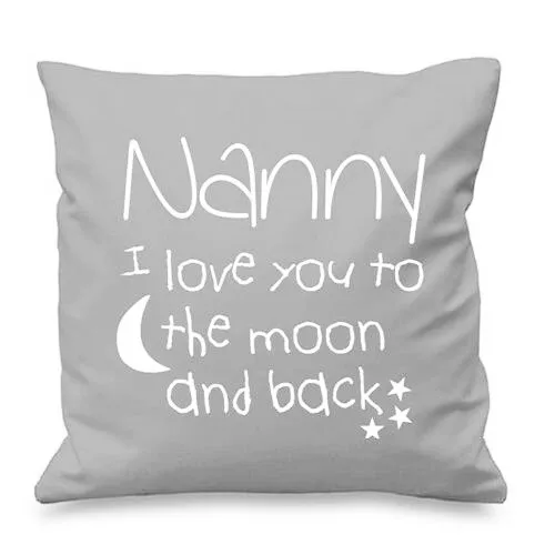 

Hot Nanny I Love You To The Moon and Back Cushion Cover Nanna Quote Throw Pillow Case Custom Gift Sofa Chair Decor Two Sides 18"