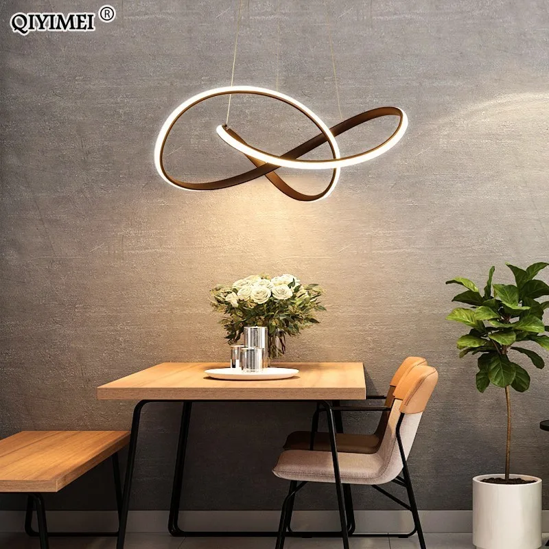 White Coffee Color Led Modern Pendant Lights For Dining Living Room Kitchen Aluminum Lamp Body Hanging Cord Fixtures Deco Abajur