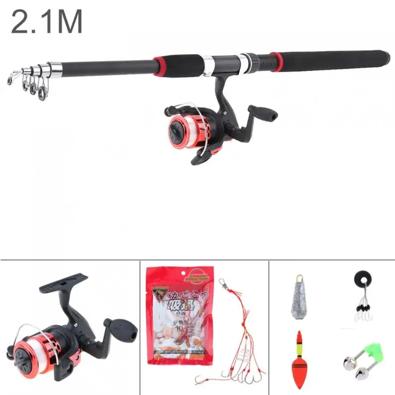 2.1m 2.4m 2.7m 3m Fishing Rod Reel Line Combo Full Kits Spinning Reel Pole Set with Carp Fishing Lures Fishing Float Hooks Beads