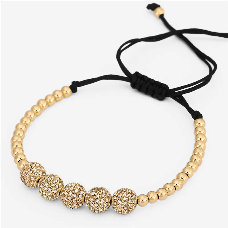 NADEEM Friendship CZ Crystal Copper Ball Beads Braiding Macrame Bracelet Gold Color Famous Brand Braided Bracelets For Men Gift