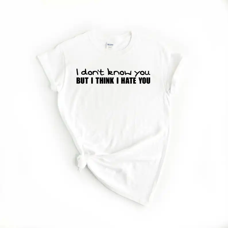 Skuggnas New Arrival I don't Know You But I Think I Hate You T-shirt  90's Music Women's T-Shirt With Funny Saying Graphic Tee