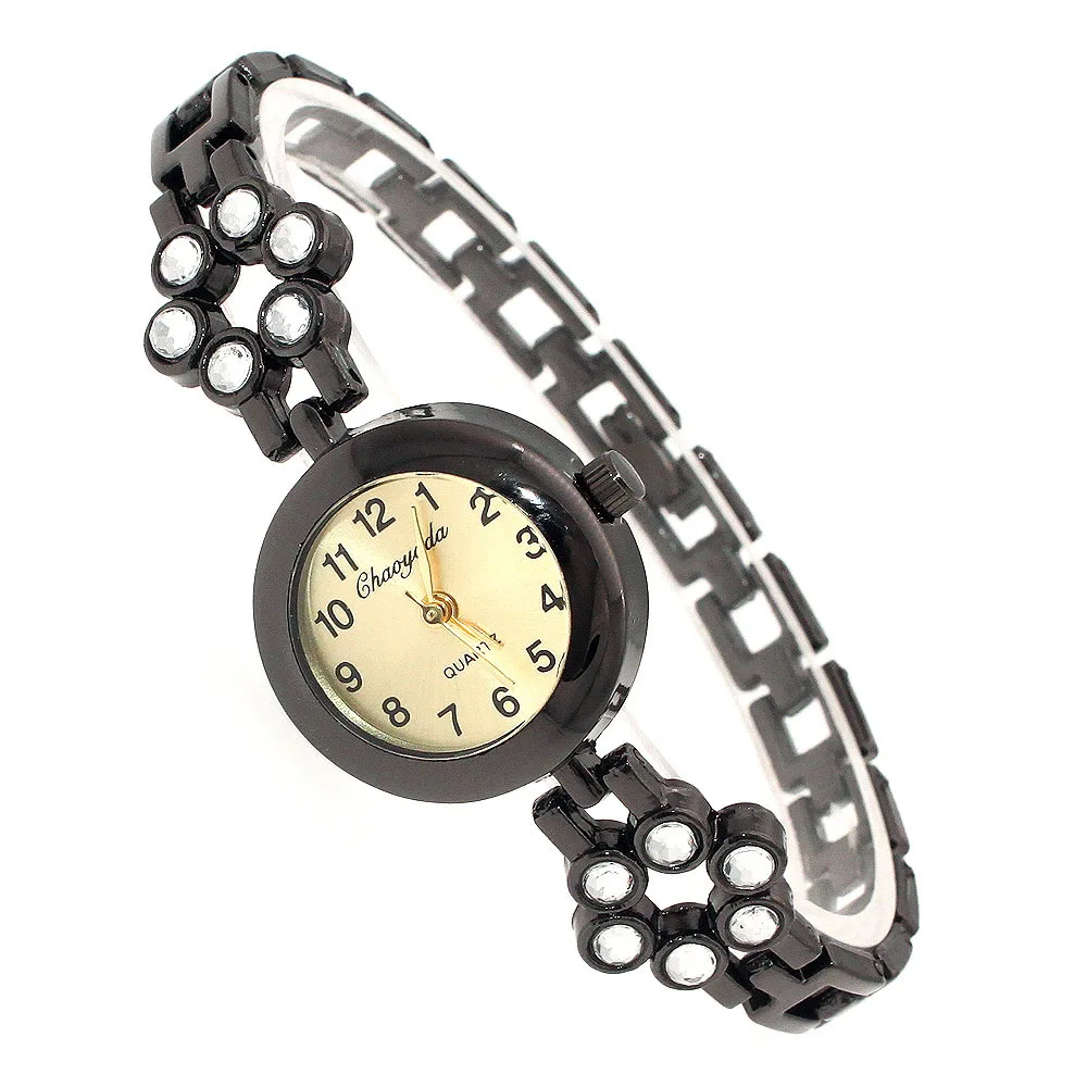 Часы Chaoyada женские кварцевые, роскошные модные повседневные, с браслетом, черные, O144