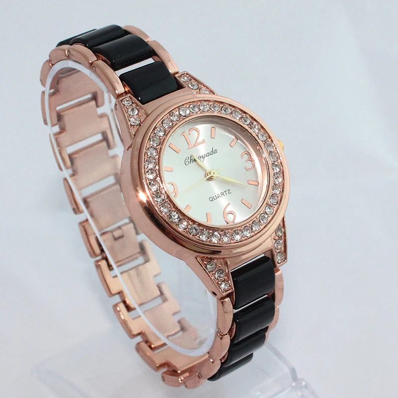 Chaoyada relógios de pulso femininos da moda, aço inoxidável, pulseira, relógios de pulso para mulheres o84