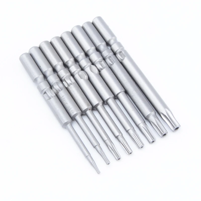 8Pcs/set T6-T25 Shank Diameter 5mm Magnetic Star Torx Screwdriver Bits Set for DC Powered Electric Screwdriver 801 Hand Tools