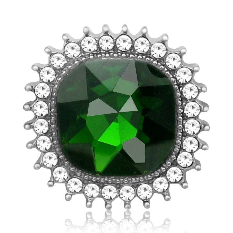 New Beauty Square Rhinestone Faceted Crystal 18mm snap buttons fit 18mm snap necklace jewelry wholesale KZ3434 Gift