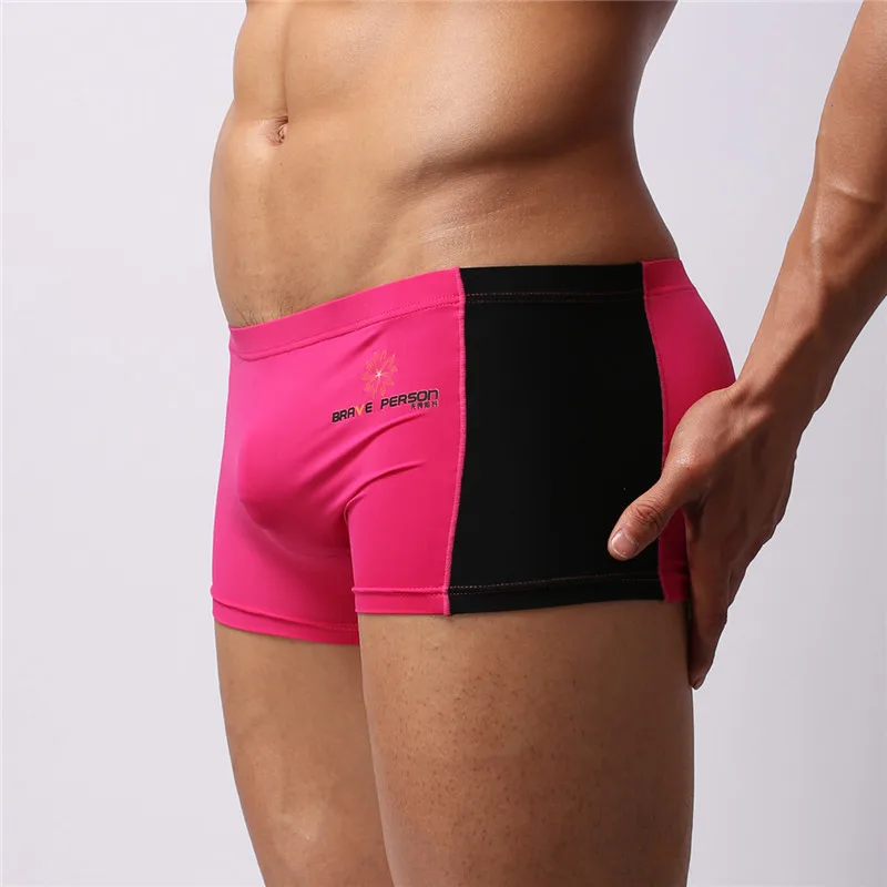 New Sexy Men Boxer Shorts BRAVE PERSON Man Underwear Comfortable Underpants Knickers Patchwork Fashion Cozy Boxer B1005