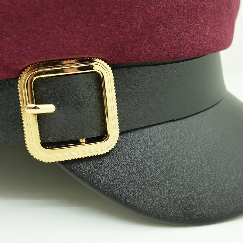 Clima donna Punk Navy Cap moda PU cappellini da marinaio Funky Army Hat fibbia in ferro dorato donna cappellini militari cappello marino cappellini per donna