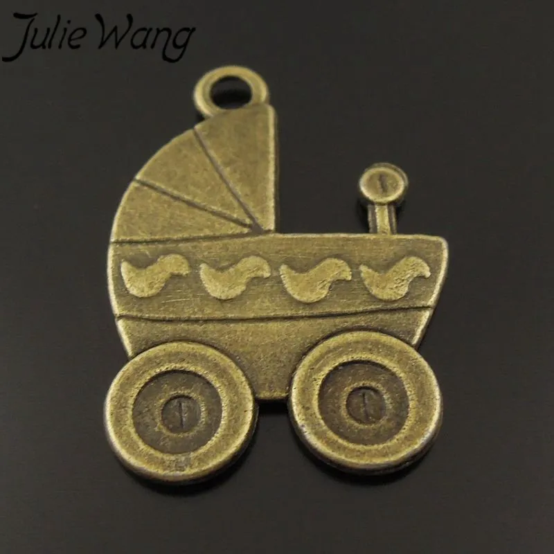 JulieWang 30pcs/pack Ancient Bronze Zinc Alloy Baby Carriage Baby Supplies Daily Necessities Pendant Jewelry Accessories