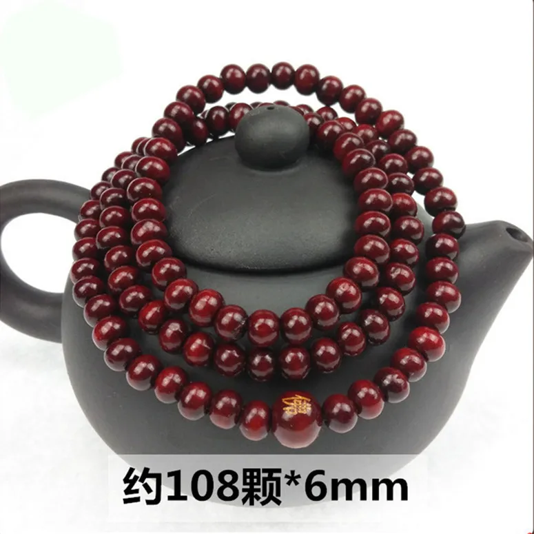 6mm*108 Natural Red Sandalwood Bead Prayer Japa Rosary Mala Bracelet Tibetan Buddhist meditation Wooden Rosary Beaded Bracelets