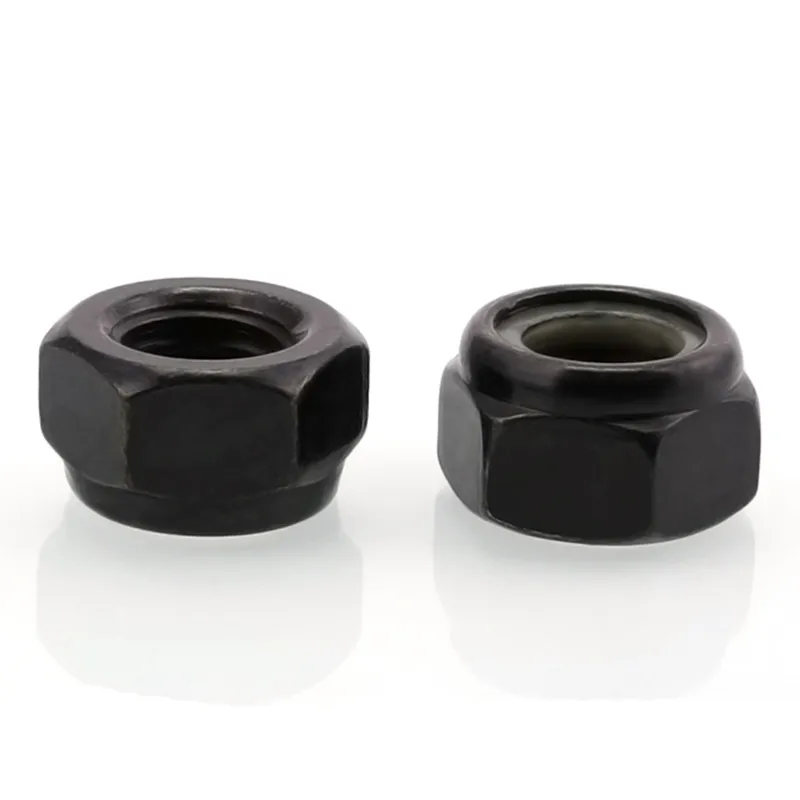 DIN985 M2 M2,5 M3 M4 M5 M6 M8 m10 Selbstsichernde Mutter aus verzinktem schwarzem Kohlenstoffstahl Sicherungsmuttern Slip-Nyloneinsatz Sechskantmutter Sicherungsmuttern