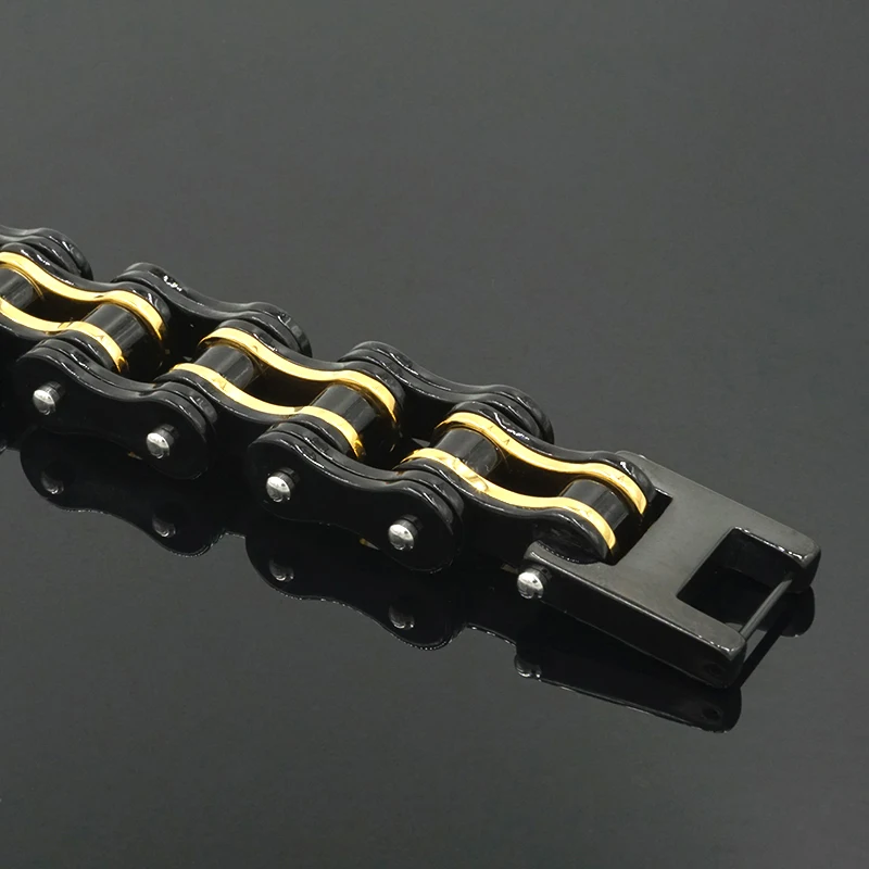 Mens Chain Bracelets/Bangles, Biker/Bicycle/Motorcycle Chain Link Gold Bracelets for Men Stainless Steel Punk Jewelry Gift image 4