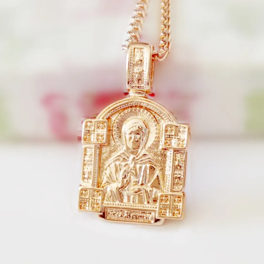 Religious Women Men Icon Pendant New 585 Gold Color Fashion Jewelry Trendy Metal Woman Man Pendants Charms