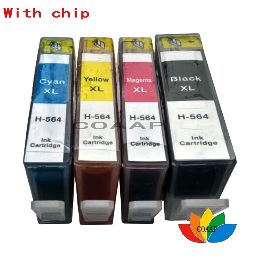 4 PCS Compatible ink Cartridge for Photosmart 5510 5515 5520 B8550 B8553 C6300 C6380 C5300 D5460 D5463 B109a Printer 564XL with