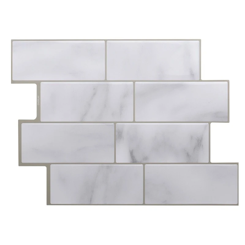 3D White Grey Marble Mosaic Peel and Stick Wall Tile Self Adhesive Backsplash Kitchen Bathroom Home Wall Decal Sticker Vinyl