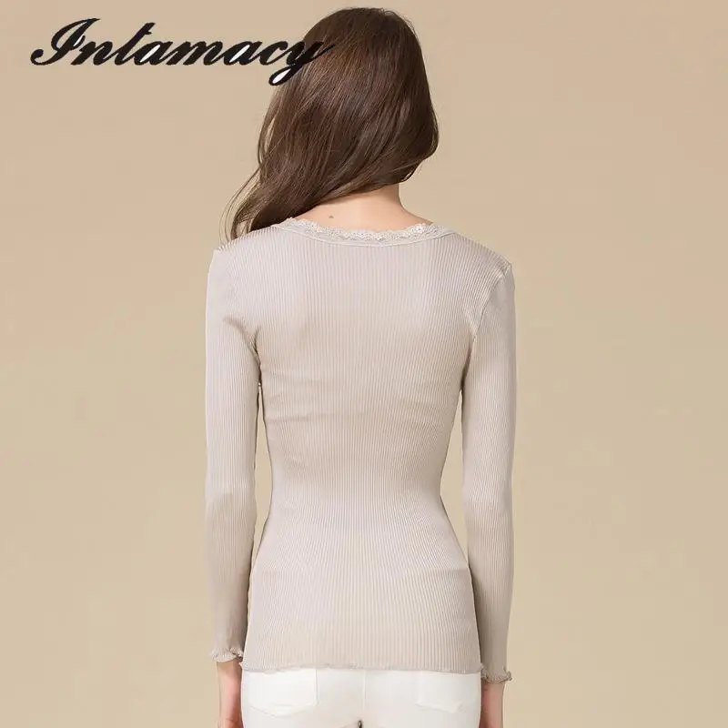 New Silk Top Grade Seamless Long Sleeve T-shirt, Women's 100% REAL Silk Self-cultivation Shirt Jacket