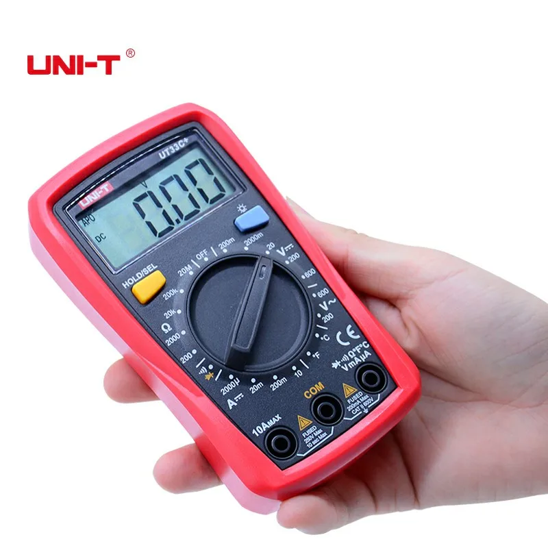 UNI-T UT33C+ Digital Multimeter  AC DC voltage DC current resistance Temperature tester Diode test Continuity buzzer