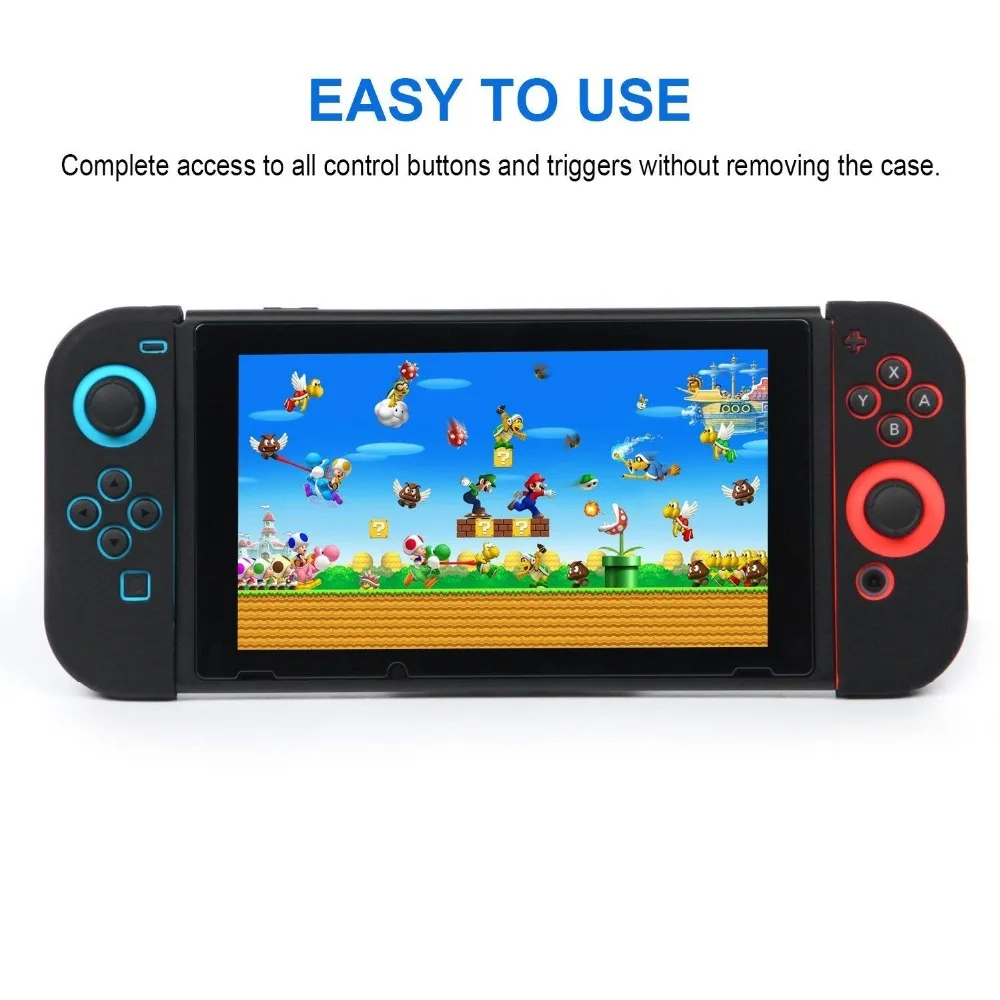 التبديل عدم الانزلاق قبضة يد من السيليكون الغطاء الواقي منحنى مريح الفرح كون جل الحرس ل نينتندو سويتش NS Joycon