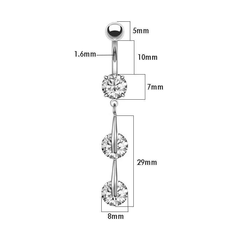 Zircon Navel Nail Hot Sale New Belly Button Ring Body Jewelry For Women Girl 3 Color Can Choose