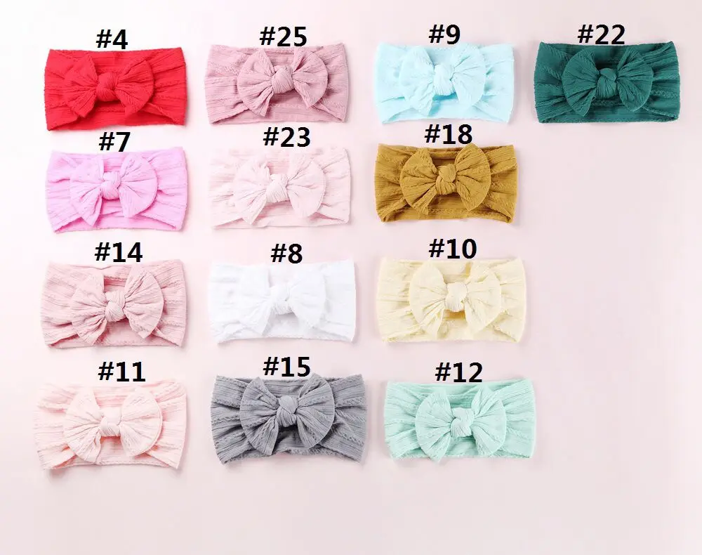 1PC/lot Cable knit headwraps,Soft Wide Nylon Turban Headband Cute Newborn Knot Bow Headband,Babe Girls Hair Accessories