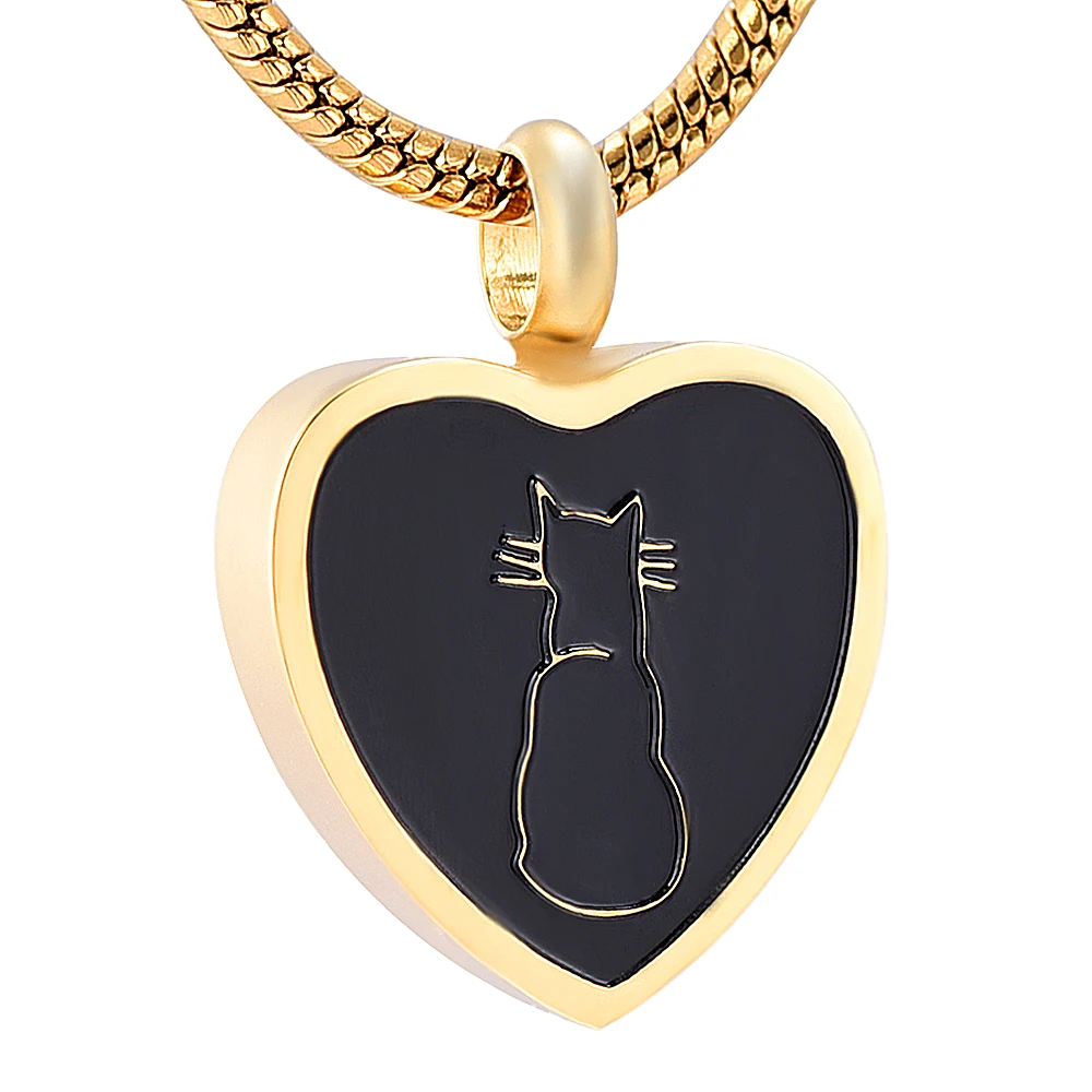 

IJD8253 Pet Cat Stainless Steel Cremation Keepsake Necklace for Ashes Urn Memorial Souvenir Pendant Necklace Jewelry