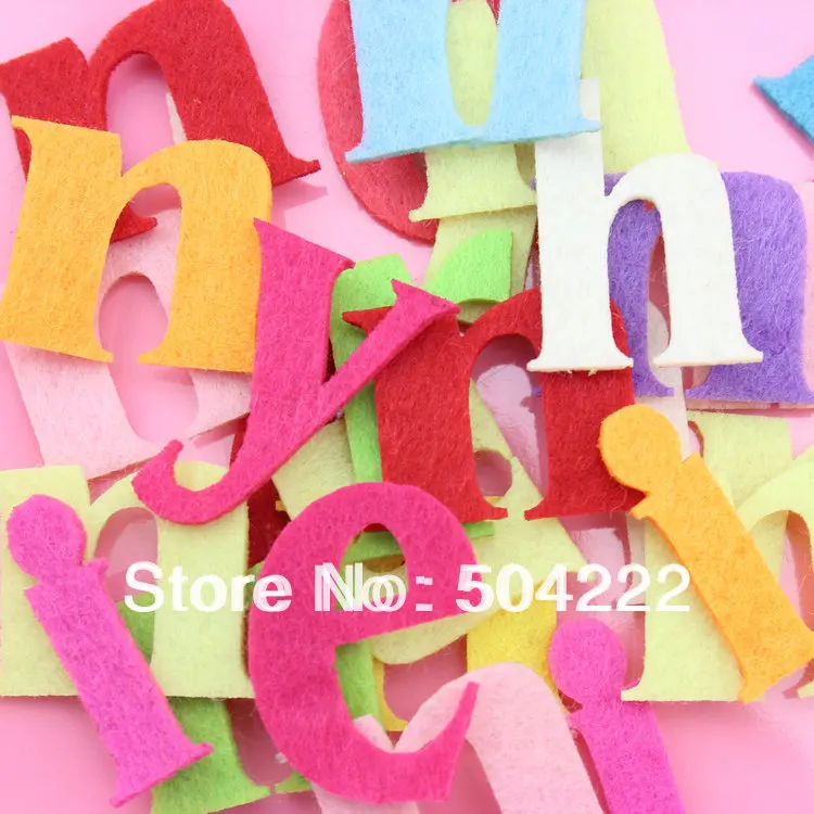 500pcs 40mm fabric wool Felt Letter Alphabet mixed color educational toys patch applique for DIY needle craft -BY0121