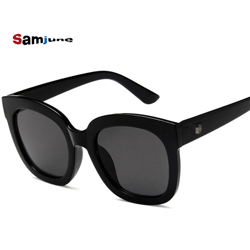 Samjune 2018 Trendy Vintage Sunglasses Women Men UV400 Black Mirror Coating Sun Glasses Retro Hipster Goggles Oculos de sol