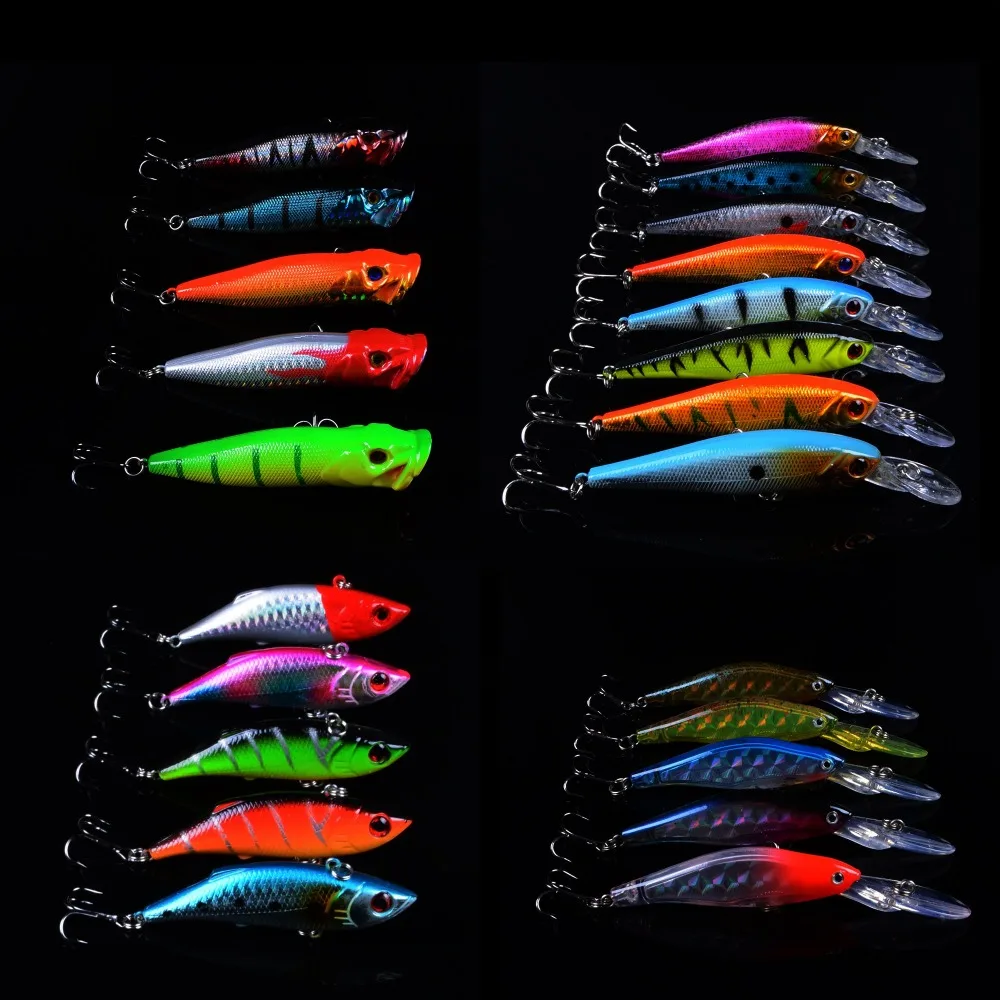 New 23pcs/lot Lifelike Fishing Lure Mixed 4 Models Hard Baits of 23 Colors Carp Fishing Tackle Artificial High Quality Bait