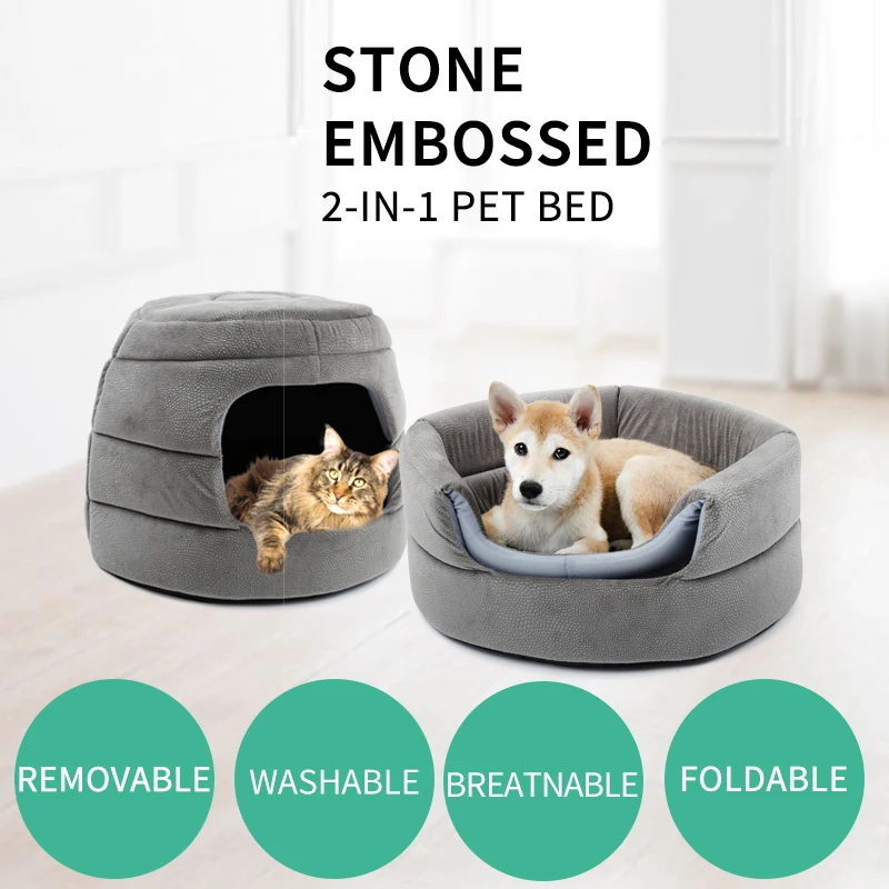 2 Way Use łóżko dla zwierząt pies kot składana Sofa Dome Igloo Cave odporny na zarysowania dom Pup Kitten zdejmowana poduszka camas para perros