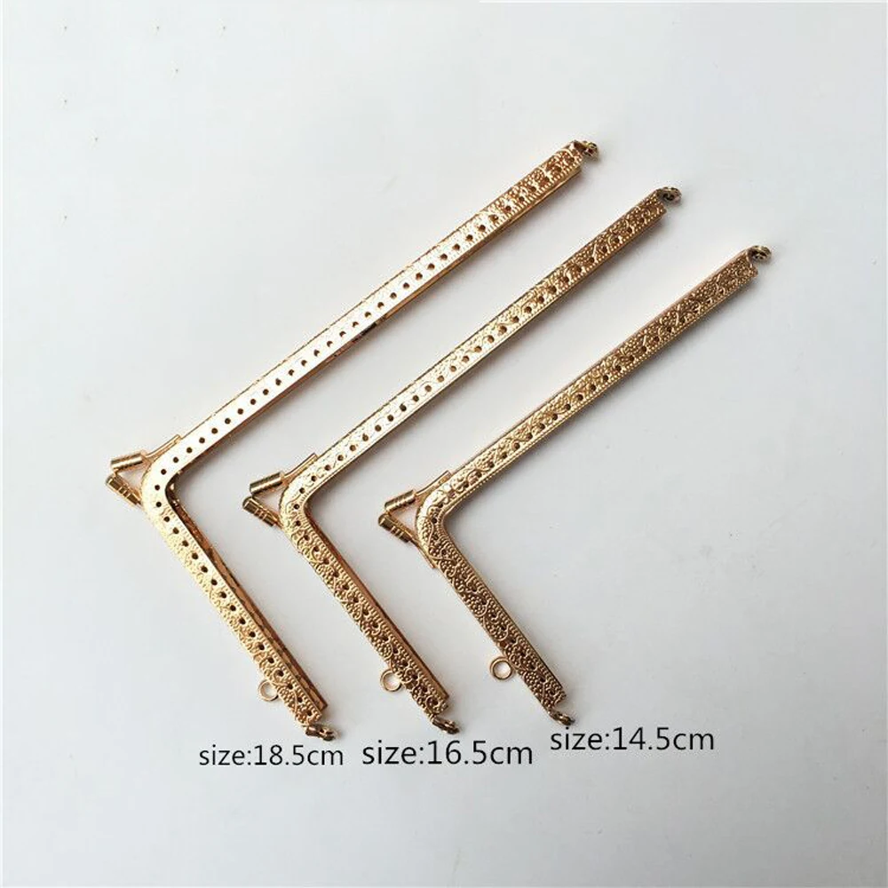 golden color right angle embossing pattern 3 size metal purse frame clasp bag hardware accessories 10pcs/lot