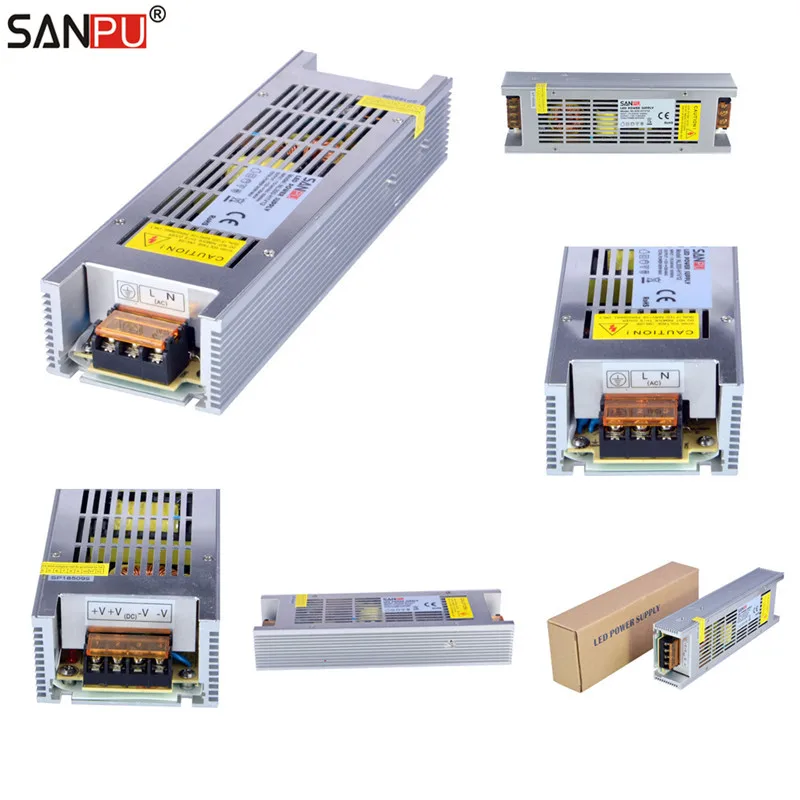 SANPU SMPS 300W Switch Mode Power Supplies 12V DC 25A LED Drivers 220V 230V AC-DC Lighting Transformers Fanless Indoor Wholesale