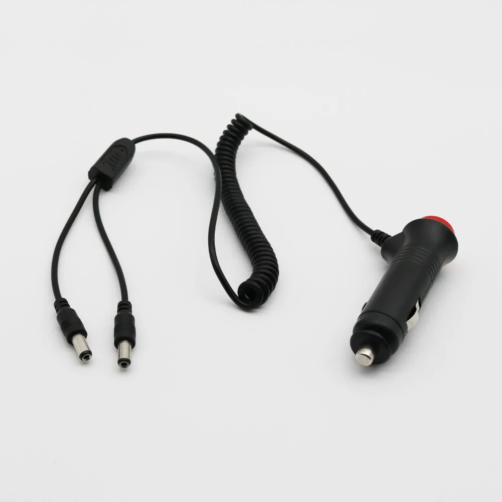 

10pcs "Push ON" Button Car Cigarette Lighter Supply To 2x 5.5mm x 2.1mm DC Power Male Plug Spring Y Splitter Cable 1.8m