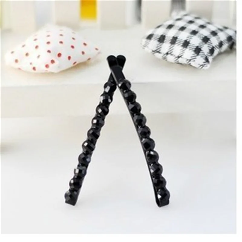 Women Hairpins Solid Black Color Hairgrips Hair Accessories Fashion Metal Barrettes Shine Word Folder BB Hair Clips Bobby Pins