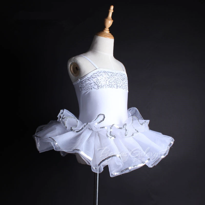 

New Elegant Child Sequins White Ballet Tutu Dance Dress,High Quality Professional Dancewear for Kids Stage Performance/Practice