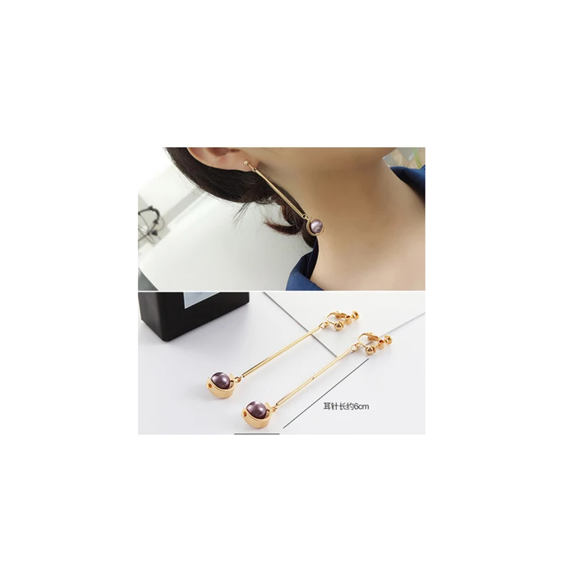 GRACE JUN Factory Direct Wholesale Clip on Earrings Without Pierced for Women Fashion Crystal Stone Shell Material Cuff Earrings
