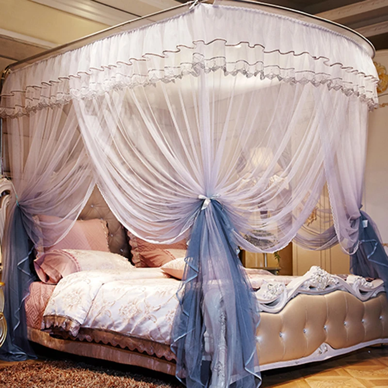 summer 2022 Type U guide rail retractable mosquito net 1.8 M account home 1.5 m floor court t 3 doors curtains on the bed