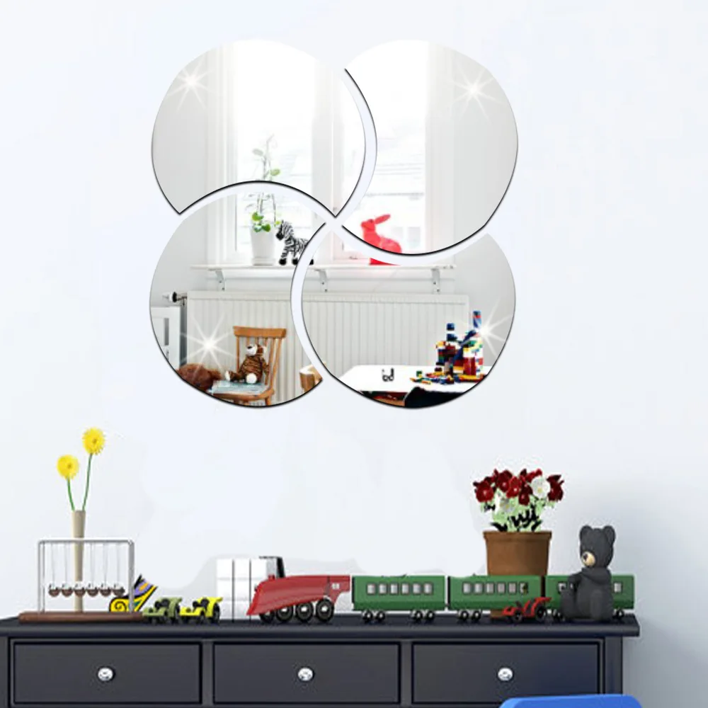 3D stereoscopic removable PS paste three - dimensional circular mirror puzzle wall decor home decoration 3d mirror wall stickers