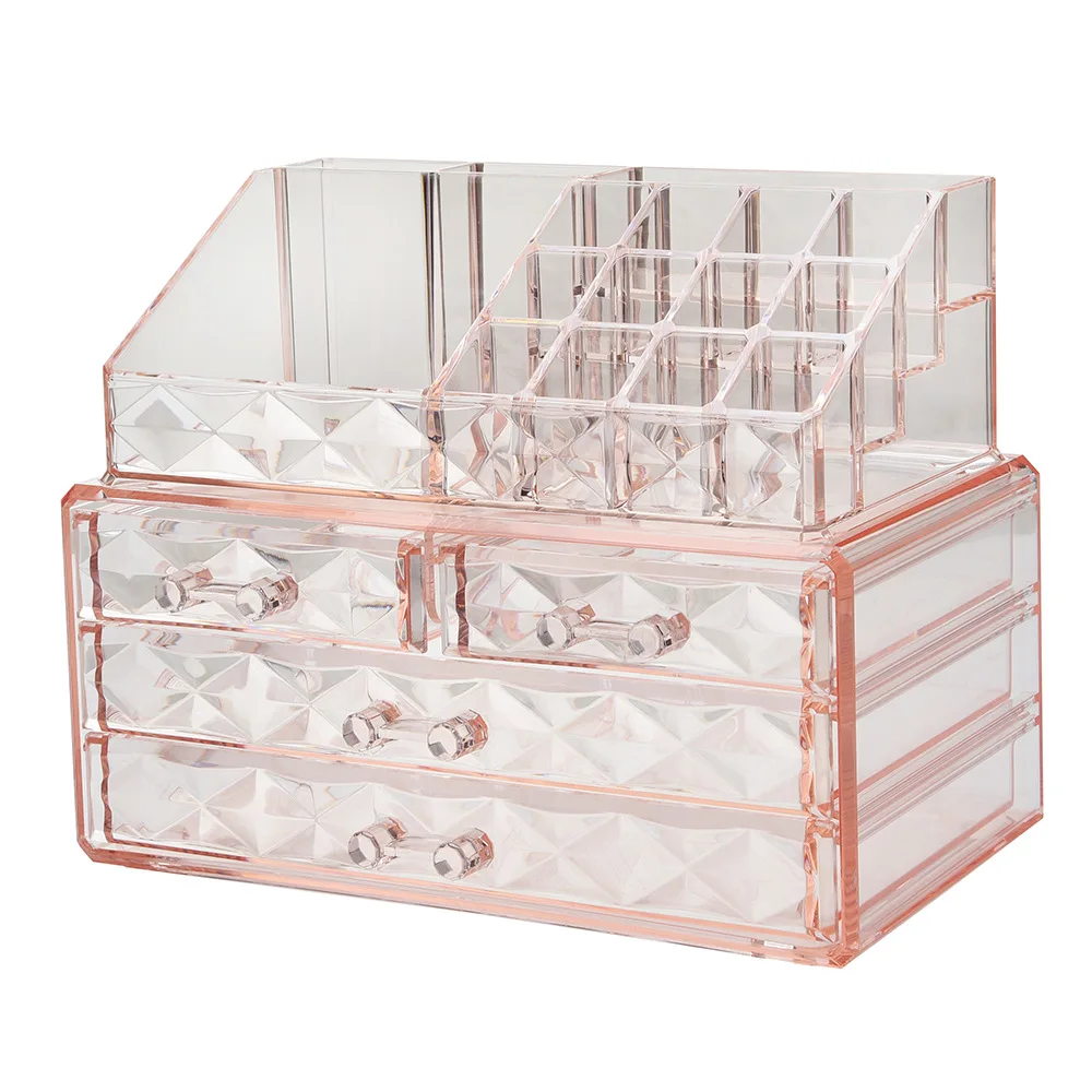 

1PC Transparent Makeup Jewelry Acrylic Storage Box Make Up Cosmetic Organizer Storage Drawers Lipstick Gloss Holder OK 0698