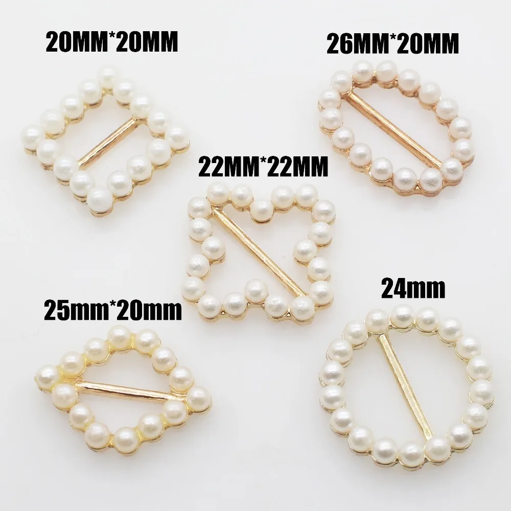 New 10pcs/lot White Ivory Pearl Ribbon Buckles Metal Slider invitations decoration for Wedding Card Hair Craft Accessories