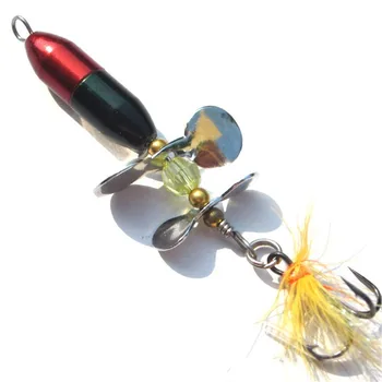 1 stuks Roterende Spinner Pailletten Vissen Lokken 10g/7cm Wobbler Aas met Veer Visgerei voor Bass forel Baars Snoek