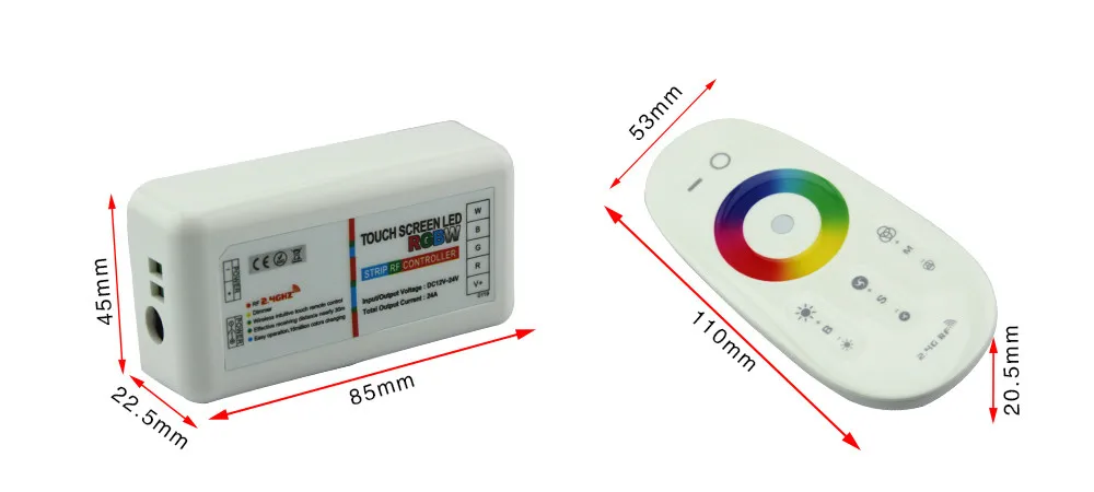 

Бесплатная доставка, оптовая продажа, сенсорный экран 2,4G, контроллер RGBW и пульт дистанционного управления для светодиодной ленты RGBW 5050 3528, светодиодный контроллер