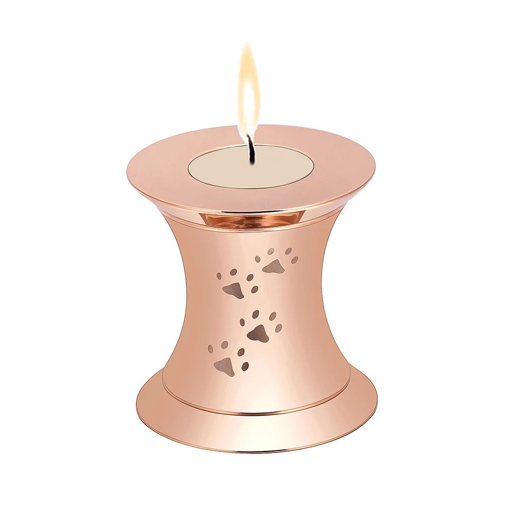 IJU049 Stainless Steel Engraved Keepsake Cremation Candle Holder for Ashes Urn Funeral Casket for Memorial Urn