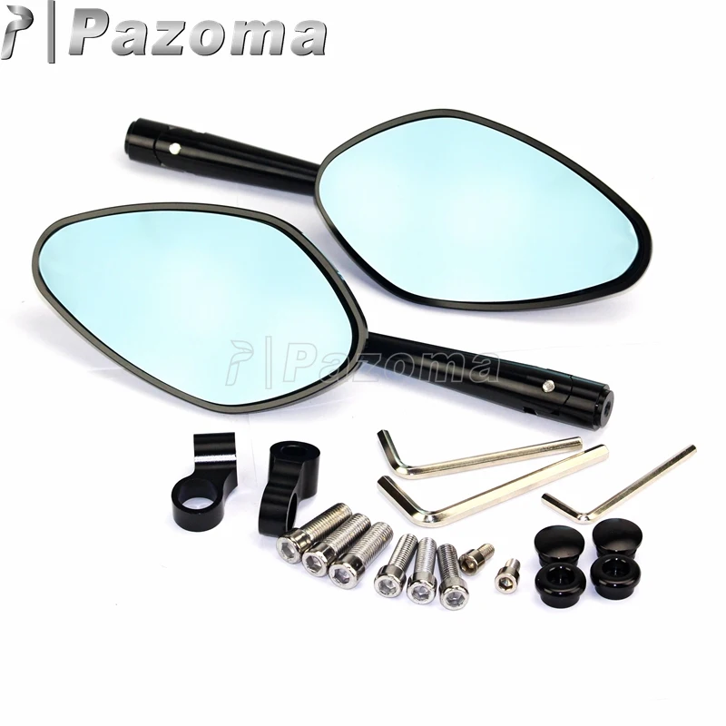 PAZOMA 2x Black Motorcycle CNC Rearview side Mirrors Universal High Grade Aluminum