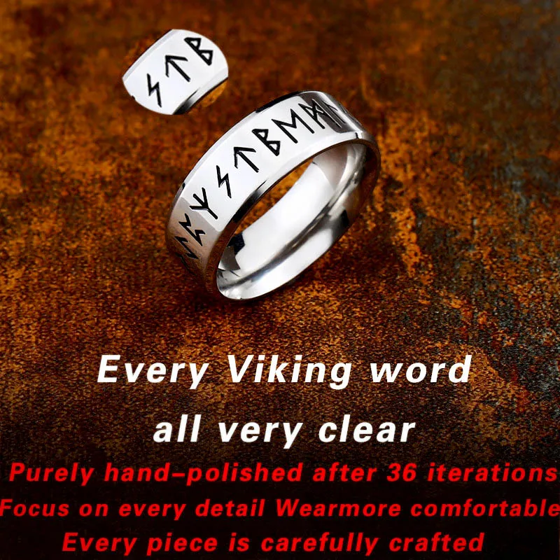 Beier 316L Stainless steel Fashion Style MEN and women Retro Odin Jewelry Viking Female Amulet Vintage Norse Rune words Rings