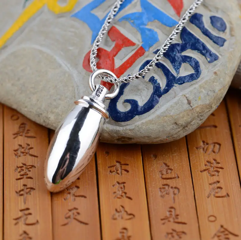 

S925 sterling silver silver wholesale Buddhist evil Shurangama mantra bullet shape can be opened